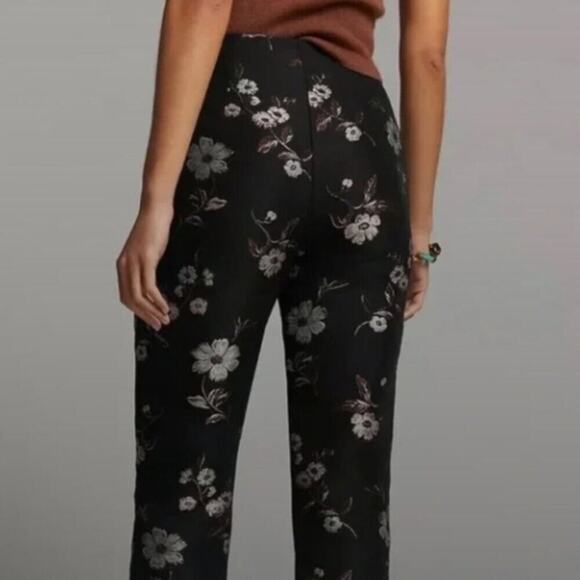 NWT Monique Lhuillier Black Floral Straight Leg Pants - Picture 6 of 13